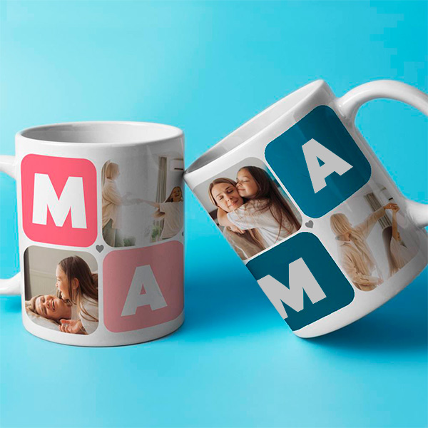Tazza Mamma Cubi Cuore con Cinque Foto personalizzata