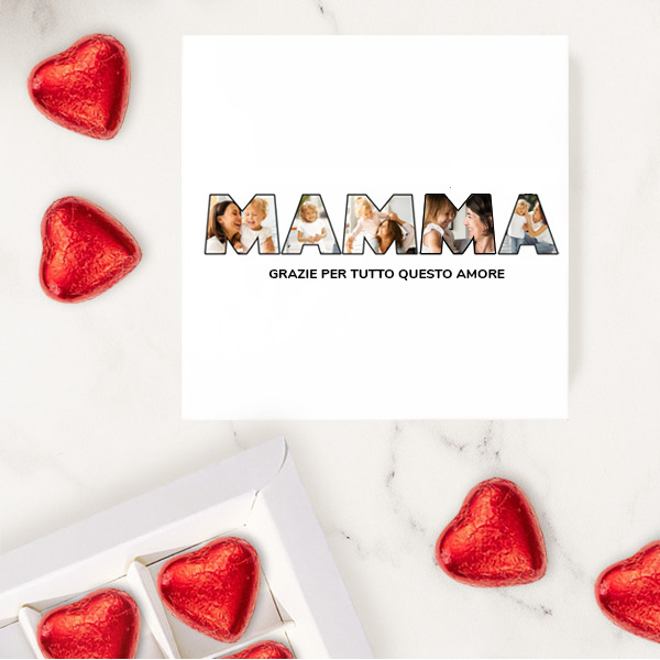 Scatola di Dolci Mamma con Foto nelle Lettere personalizzata