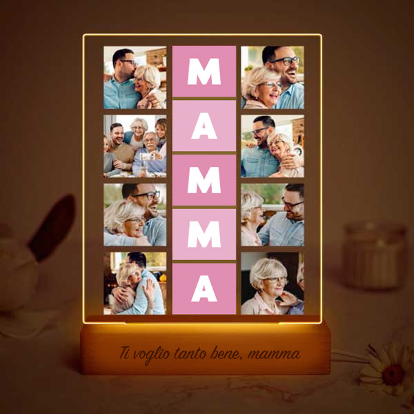 Lampada Cubi Rosa Mamma con Otto Foto personalizzata