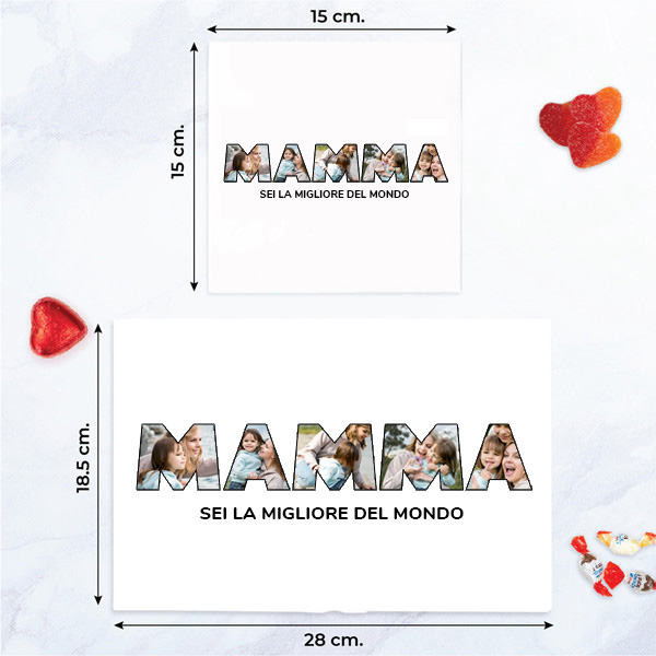 Scatola di Dolci Mamma con Foto nelle Lettere personalizzata