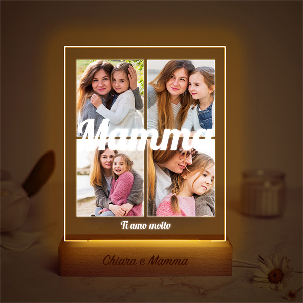 Lampada Mamma Collage con Quattro Foto personalizzata