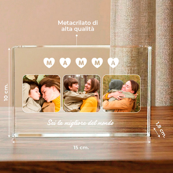 Targa a Blocco per la Mamma con Foto personalizzate