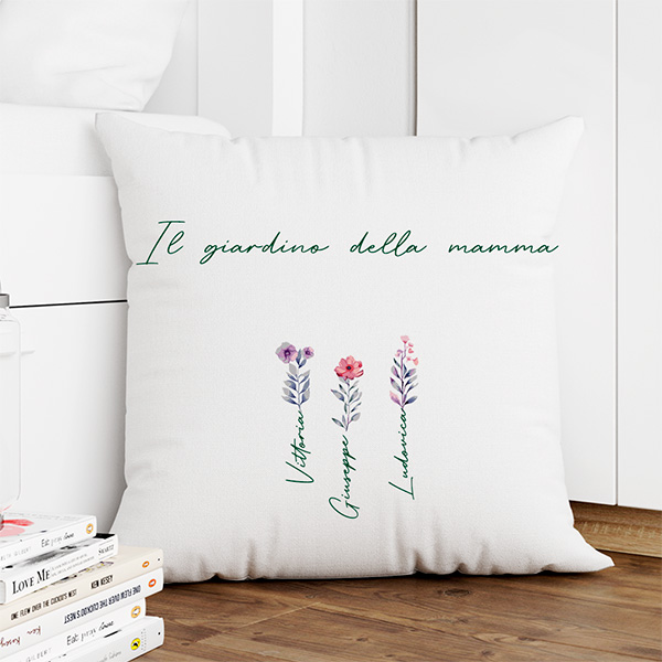 Cuscino Il Giardino della Mamma con Nomi personalizzati
