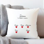 Cuscino per la Mamma con Cuori, Nomi e Testo personalizzati Miniatura di Cuscino per la Mamma con Cuori, Nomi e Testo personalizzati