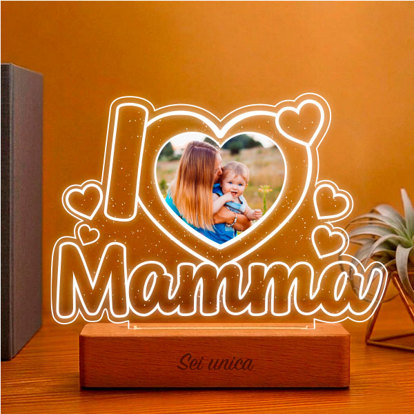 Lampada I Love Mamma con Foto personalizzata