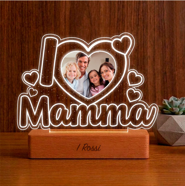 Lampada I Love Mamma con Foto personalizzata