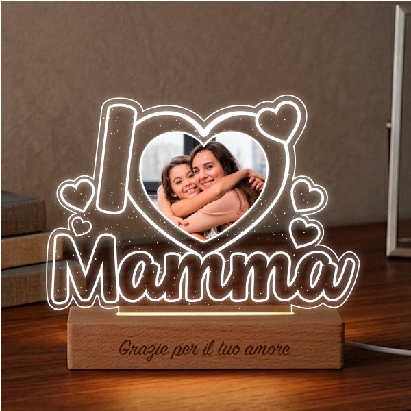 Lampada I Love Mamma con Foto personalizzata