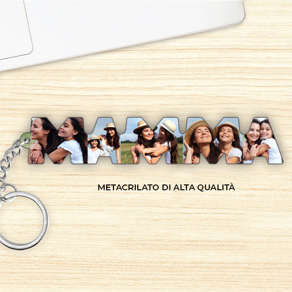 Portachiavi con Foto nelle Lettere della parola Mamma personalizzato