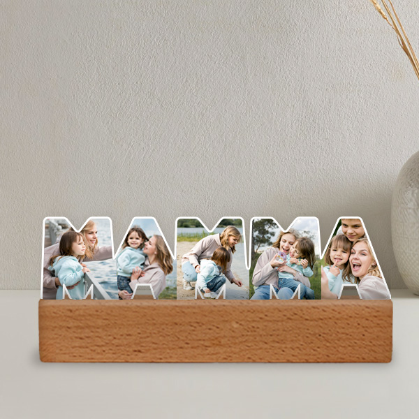 Targa Mamma con Base in Legno e Foto personalizzata