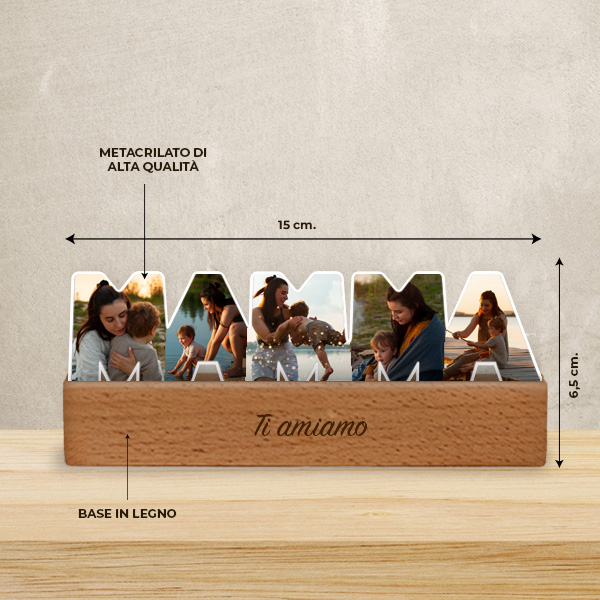 Targa Mamma con Base in Legno e Foto personalizzata