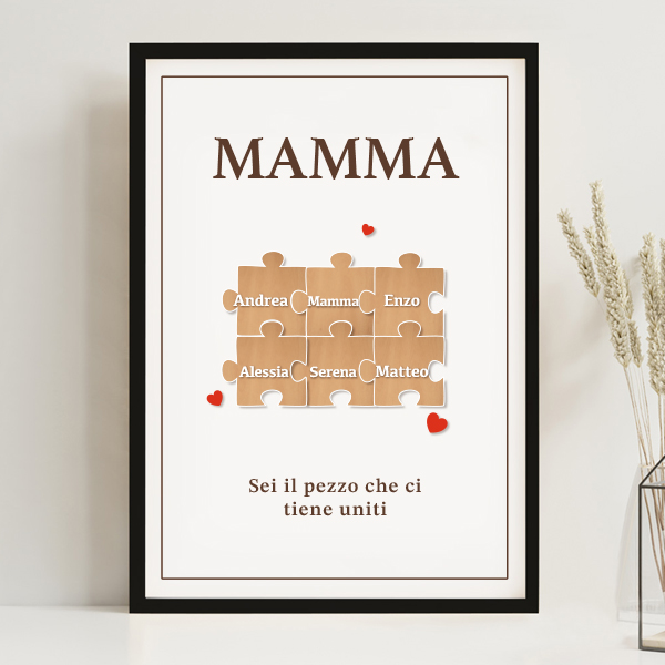Poster Puzzle per la Mamma con Nomi personalizzati
