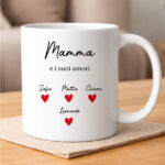 Tazza con Testo, Cuori e Nomi personalizzati Miniatura di Tazza con Testo, Cuori e Nomi personalizzati