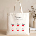 Borsa tote con Cuori e Nomi personalizzati Miniatura di Borsa tote con Cuori e Nomi personalizzati