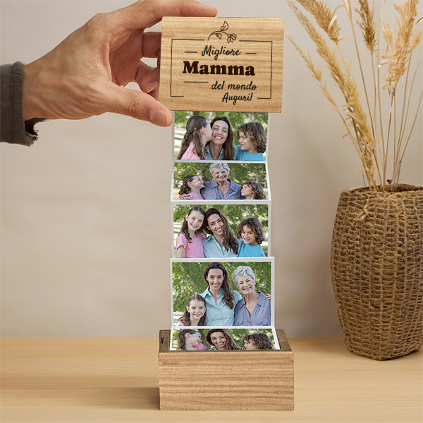 Scatola di Foto a Fisarmonica “Il/La Migliore del Mondo” con Testo Personalizzato