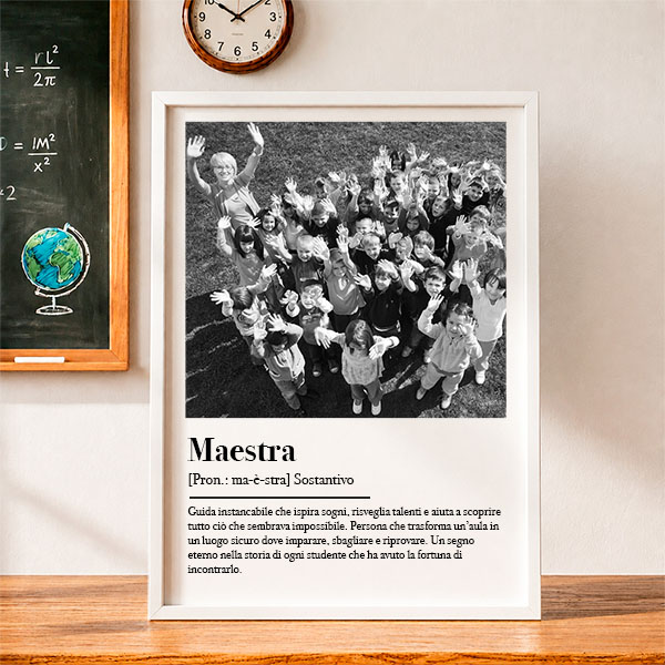 Poster Definizione di Maestra in Bianco e Nero con Foto personalizzate