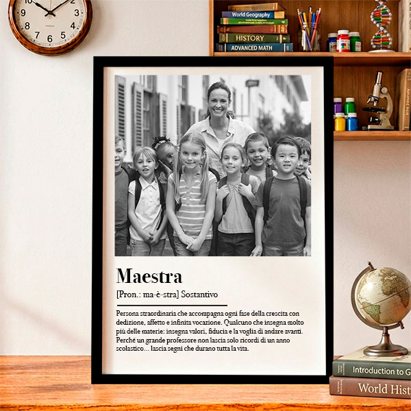 Poster Definizione di Maestra in Bianco e Nero con Foto personalizzate