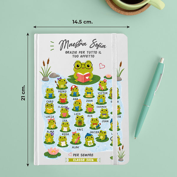 Quaderno con Ranocchiette e Nomi Personalizzati