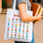 Tote Bag Fiori con Nomi personalizzata Miniatura di Tote Bag Fiori con Nomi personalizzata