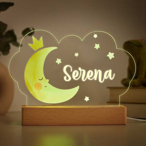 Lampada Infantile Luna a Colori con Nome personalizzata