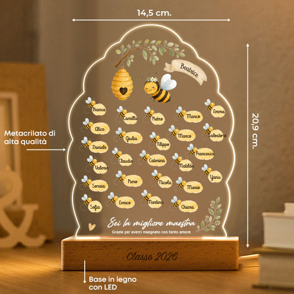 Lampada per Insegnante con Apine e Nomi Personalizzati