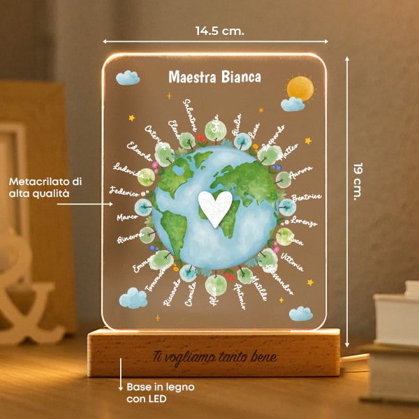 Lampada Pianeta per Insegnante con Nomi Personalizzati