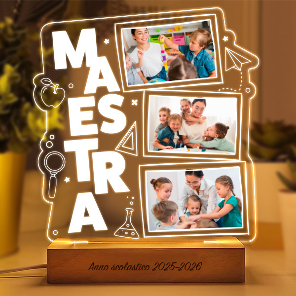 Lampada per Insegnante con 3 Foto personalizzate
