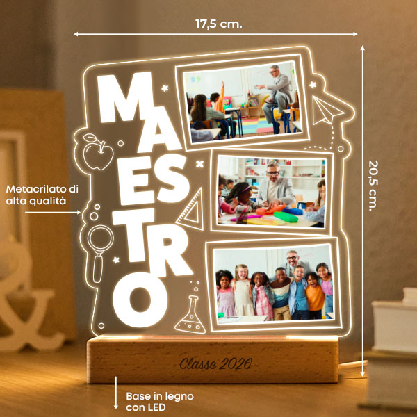 Lampada per Insegnante con 3 Foto personalizzate
