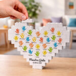 Puzzle di Blocchi Cuore con Mani e Nomi personalizzati Miniatura di Puzzle di Blocchi Cuore con Mani e Nomi personalizzati