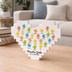 Miniatura di Puzzle di Blocchi Cuore con Mani e Nomi personalizzati