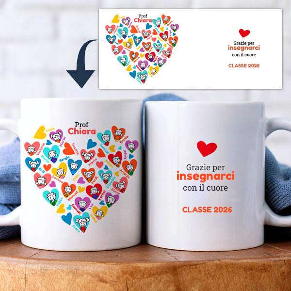 Tazza Cuori con Pupazzetti con Nomi personalizzata