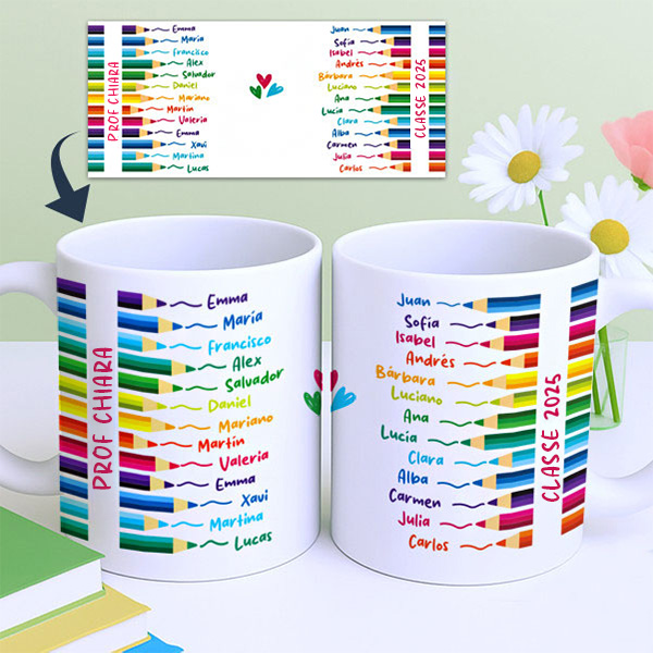 Tazza Matite Colorate con Nomi personalizzata