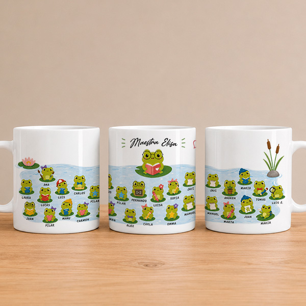 Tazza per insegnanti con Ranocchiette e Nomi personalizzati