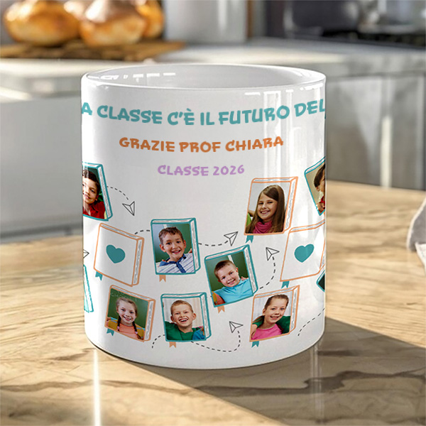 Tazza con Foto degli Alunni e Testo personalizzata