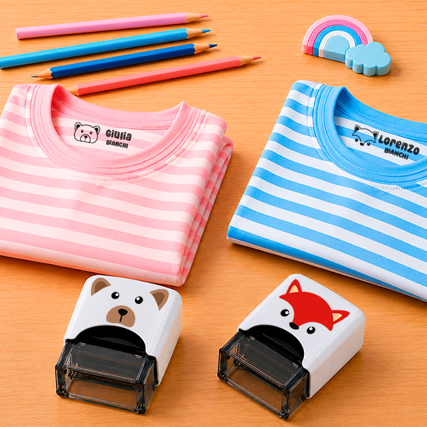 Timbro Personalizzato per Vestiti dei Bambini con Nome e Disegno Personalizzato