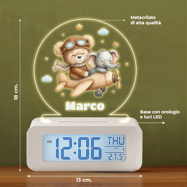 Sveglia Aviatore con Luce e Nome Personalizzato