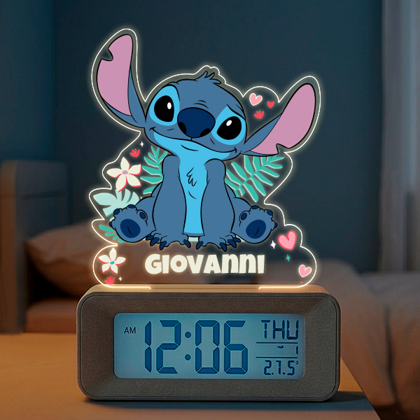 Sveglia Stitch con Luce e Nome personalizzato