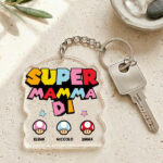 Portachiavi Super Mamma con Nomi Personalizzati Miniatura di Portachiavi Super Mamma con Nomi Personalizzati