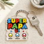 Portachiavi Super Papà con Nomi Personalizzati Miniatura di Portachiavi Super Papà con Nomi Personalizzati