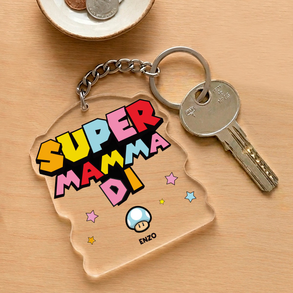 Portachiavi Super Mamma con Nomi Personalizzati