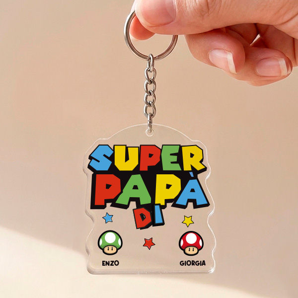 Portachiavi Super Papà con Nomi Personalizzati