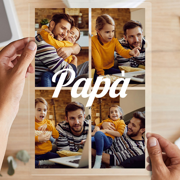 Targa Papà personalizzata con 4 foto