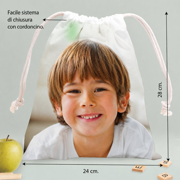 Zaino a Sacca per Bambini con Foto Personalizzato