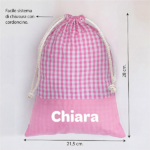 Miniatura di Sacchetto Porta Merenda per Bambini Quadretti Rosa Personalizzato