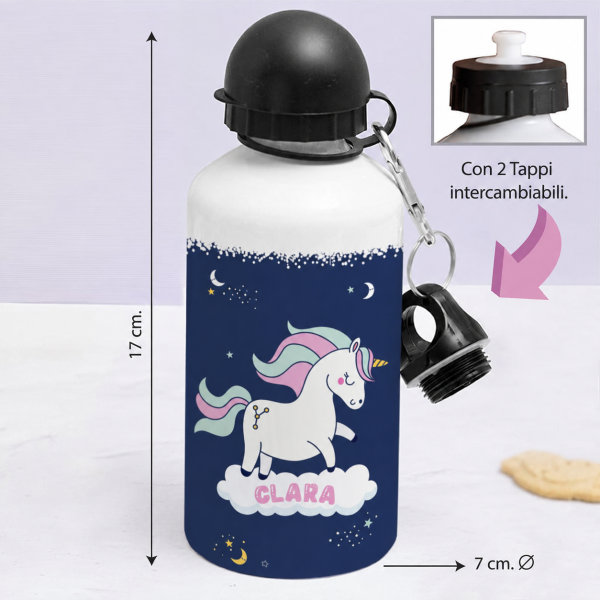 Borraccia per Bambini Unicorni Colorati Personalizzata