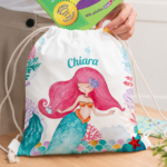 Zaino a Sacca per Bambini Sirenetta Personalizzato Miniatura di Zaino a Sacca per Bambini Sirenetta Personalizzato