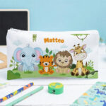 Astuccio per Bambini Animali della Giungla Personalizzato Miniatura di Astuccio per Bambini Animali della Giungla Personalizzato