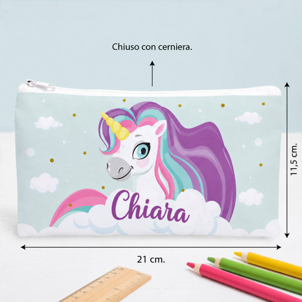 Astuccio per Bambini Unicorni Colorati Personalizzato