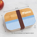 Miniatura di Portapranzo per Bambini con Coperchio in Legno Quadretti Personalizzato