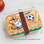 Miniatura di Portapranzo per Bambini con Coperchio in Legno Calcio Personalizzato