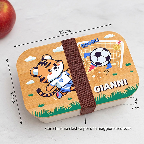 Portapranzo per Bambini con Coperchio in Legno Calcio Personalizzato